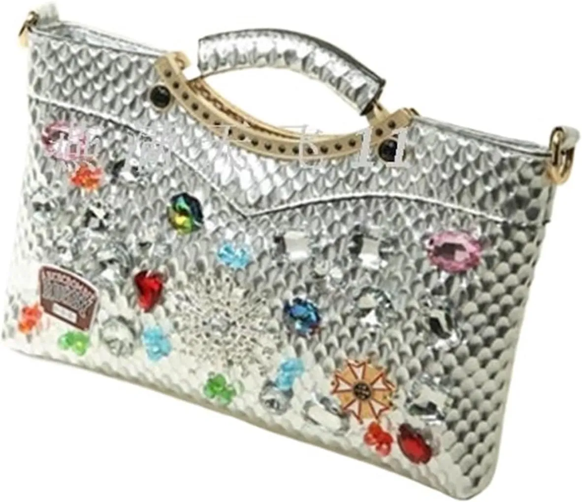 Rhinestone Purse Women Handbags Lady Diamond Rhinestone Chain Evening Bag All-Match Underarm Bag Shoulder Crossbody Bags(Silver)