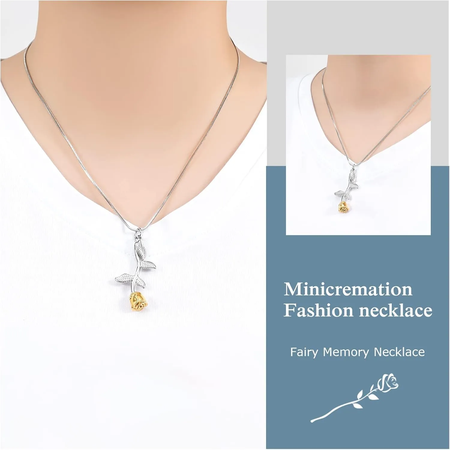 Rose Flower Cremation Jewelry Urn Necklaces for Ashes, Cremation Ash Jewelry Memorial Pendants for Human Pets Ashes