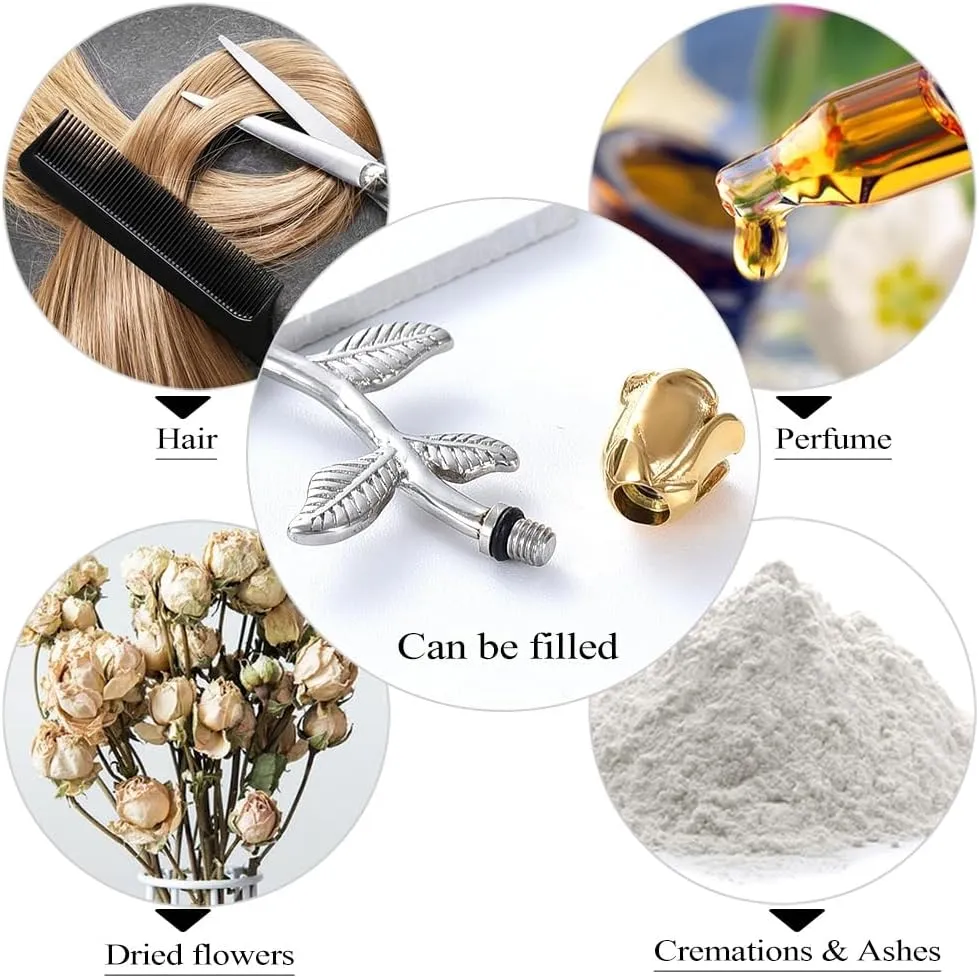 Rose Flower Cremation Jewelry Urn Necklaces for Ashes, Cremation Ash Jewelry Memorial Pendants for Human Pets Ashes