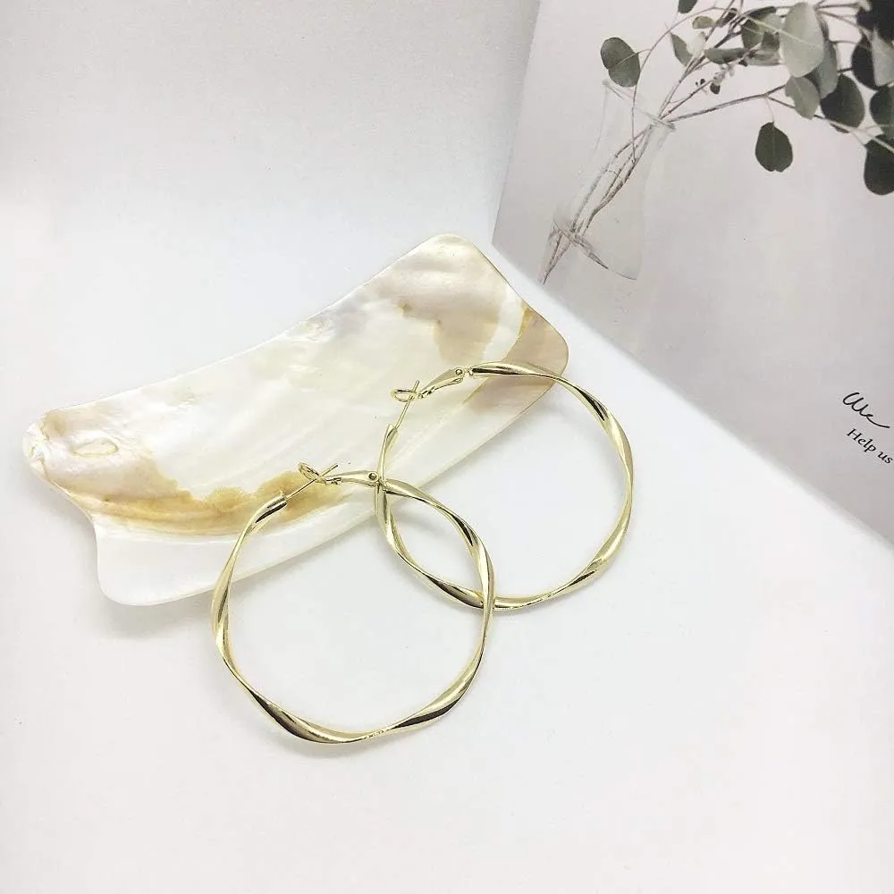 Rose Gold Plated Yellow Gold Plated White Gold Plated Hoop Earrings Lightweight Hoop Earrings For Women Loop Earrings 1in 2in