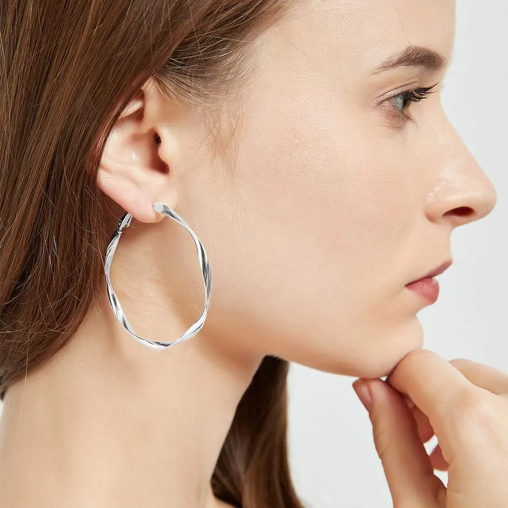 Rose Gold Plated Yellow Gold Plated White Gold Plated Hoop Earrings Lightweight Hoop Earrings For Women Loop Earrings 1in 2in