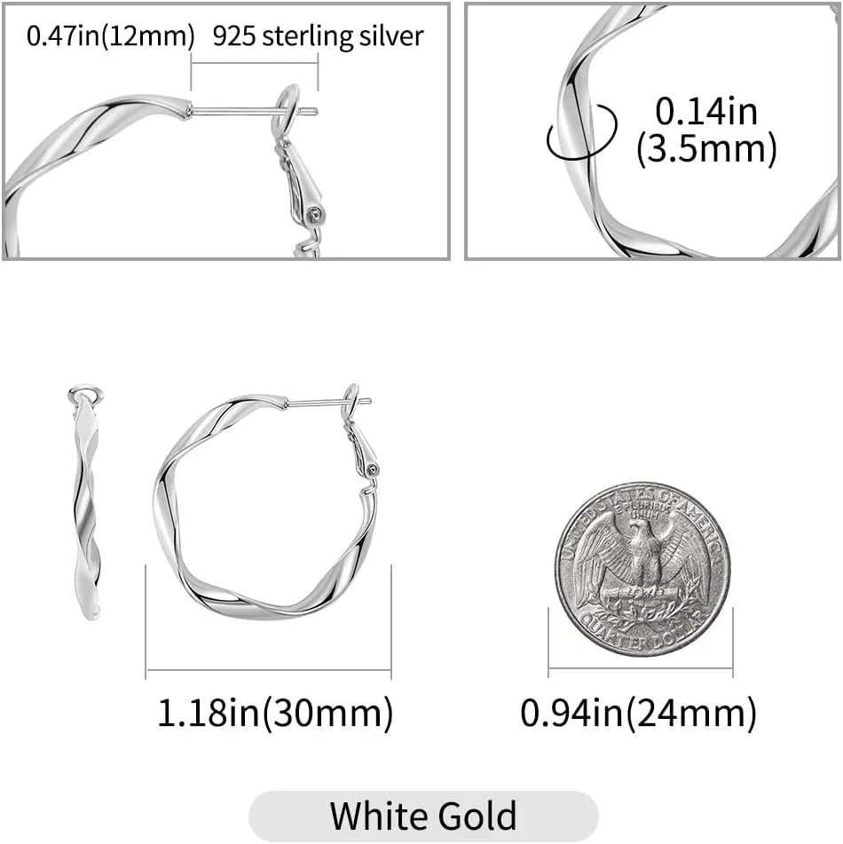 Rose Gold Plated Yellow Gold Plated White Gold Plated Hoop Earrings Lightweight Hoop Earrings For Women Loop Earrings 1in 2in