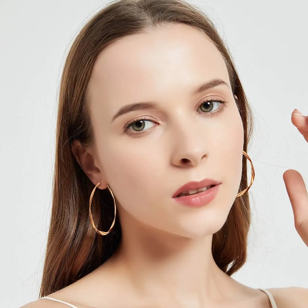Rose Gold Plated Yellow Gold Plated White Gold Plated Hoop Earrings Lightweight Hoop Earrings For Women Loop Earrings 1in 2in