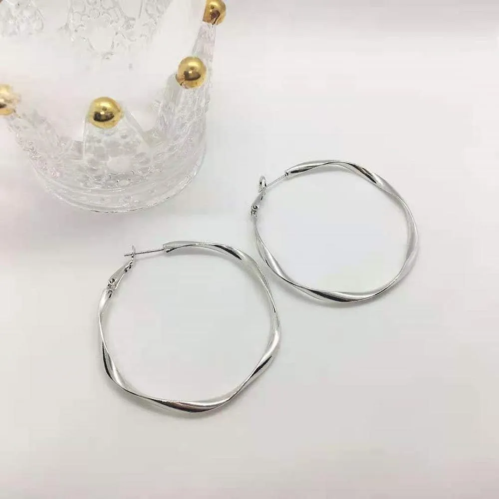 Rose Gold Plated Yellow Gold Plated White Gold Plated Hoop Earrings Lightweight Hoop Earrings For Women Loop Earrings 1in 2in