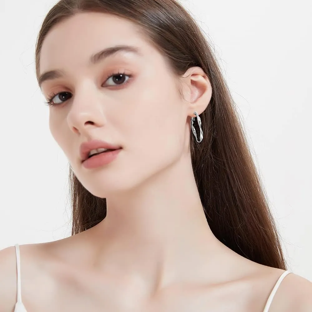 Rose Gold Plated Yellow Gold Plated White Gold Plated Hoop Earrings Lightweight Hoop Earrings For Women Loop Earrings 1in 2in