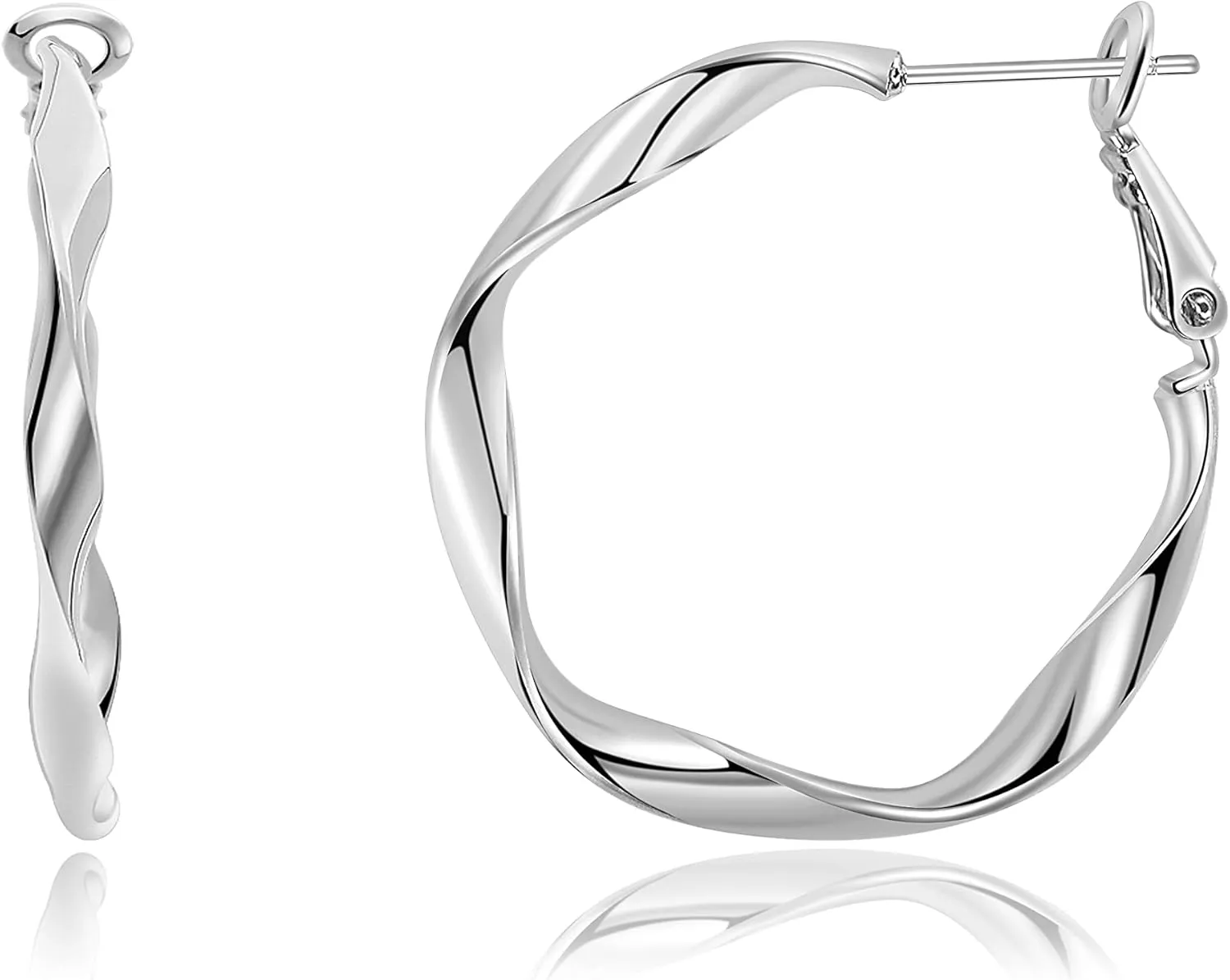 Rose Gold Plated Yellow Gold Plated White Gold Plated Hoop Earrings Lightweight Hoop Earrings For Women Loop Earrings 1in 2in