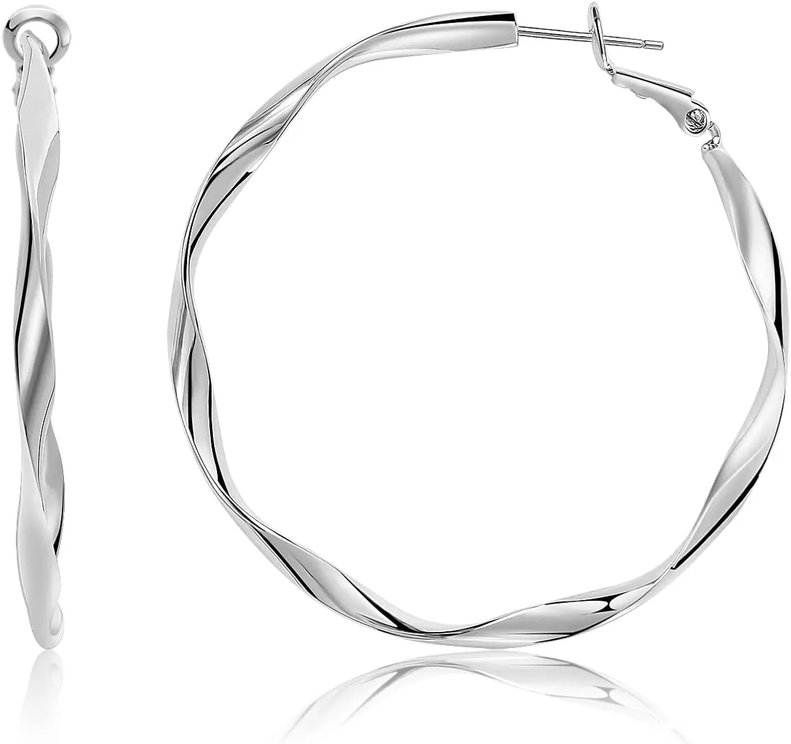Rose Gold Plated Yellow Gold Plated White Gold Plated Hoop Earrings Lightweight Hoop Earrings For Women Loop Earrings 1in 2in