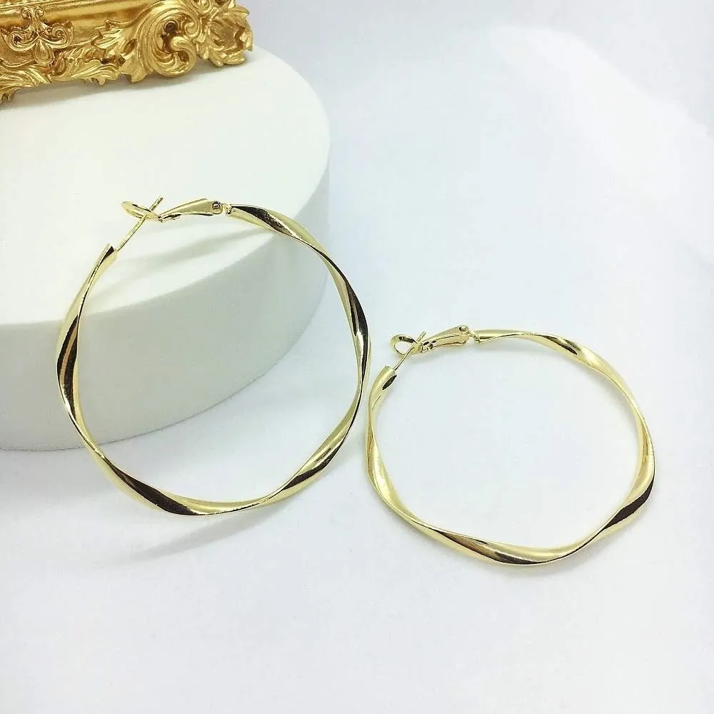 Rose Gold Plated Yellow Gold Plated White Gold Plated Hoop Earrings Lightweight Hoop Earrings For Women Loop Earrings 1in 2in