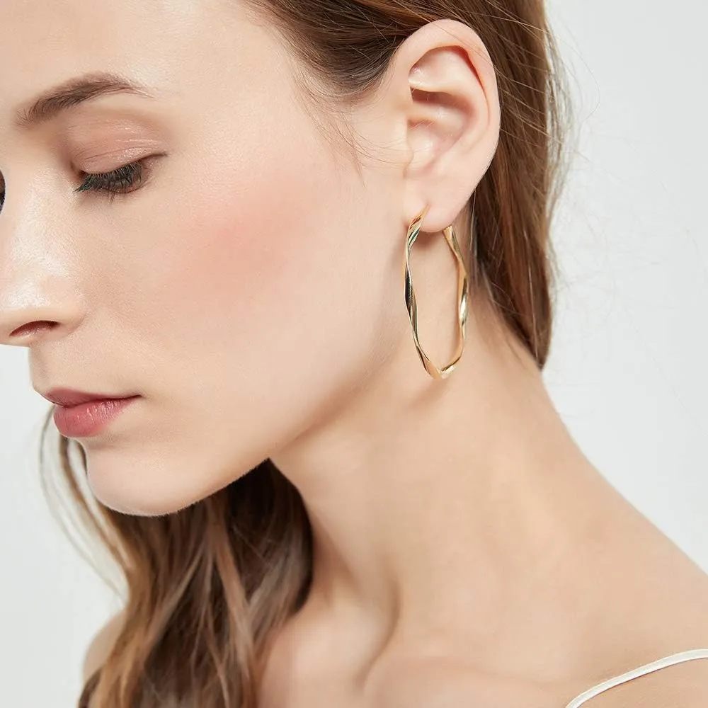 Rose Gold Plated Yellow Gold Plated White Gold Plated Hoop Earrings Lightweight Hoop Earrings For Women Loop Earrings 1in 2in