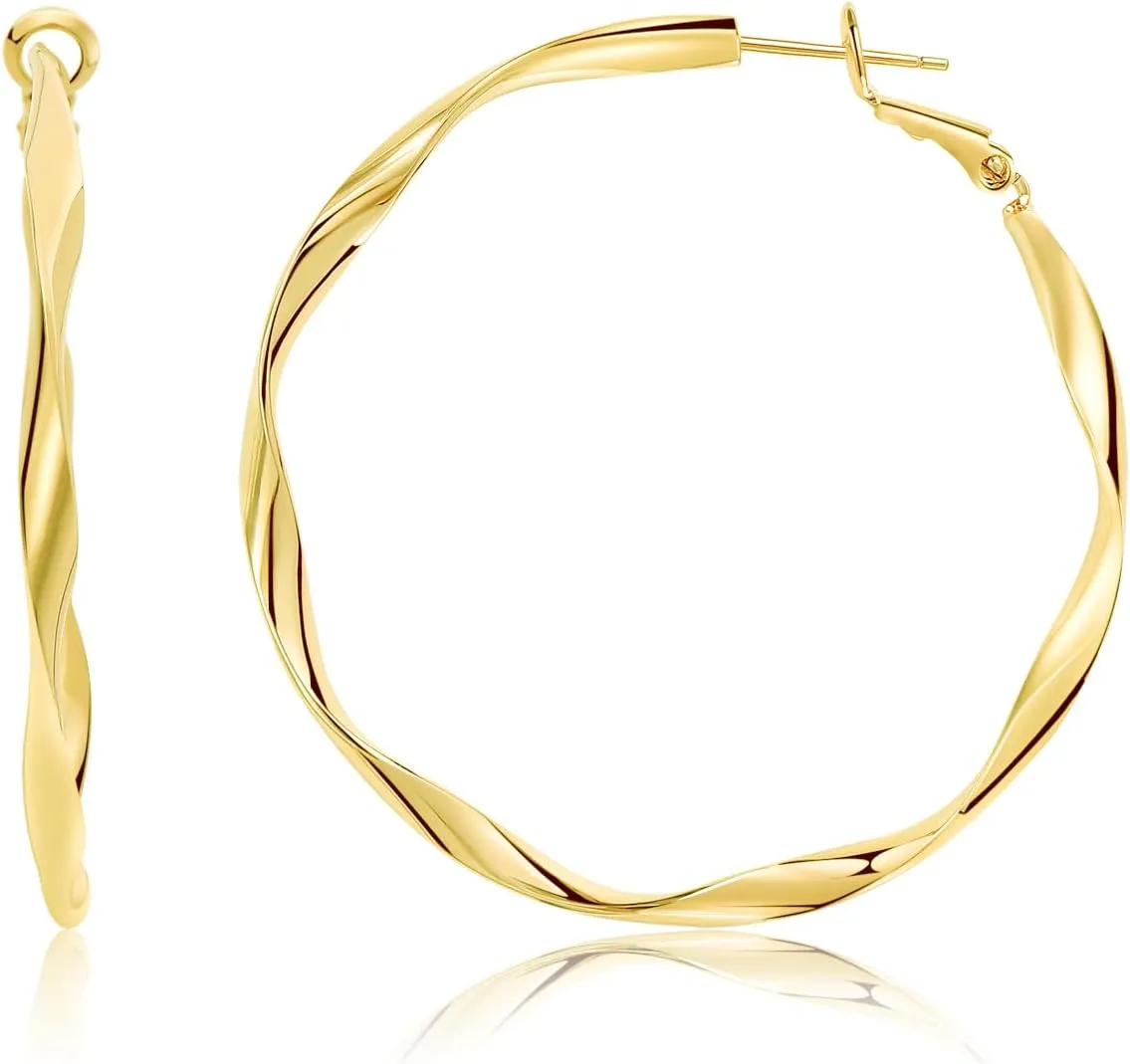 Rose Gold Plated Yellow Gold Plated White Gold Plated Hoop Earrings Lightweight Hoop Earrings For Women Loop Earrings 1in 2in