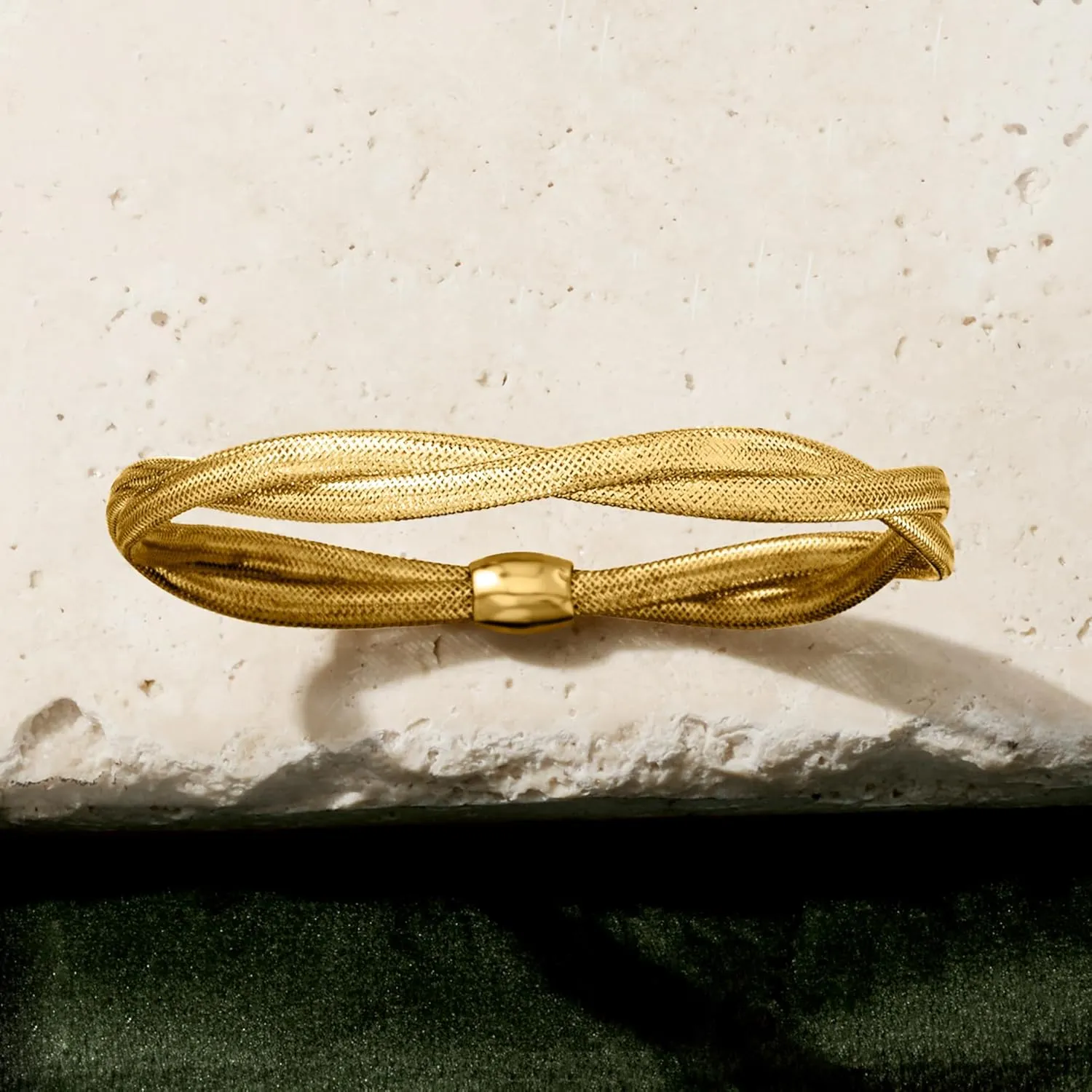 Ross-Simons Italian 14kt Yellow Gold Double-Mesh Bangle Bracelet