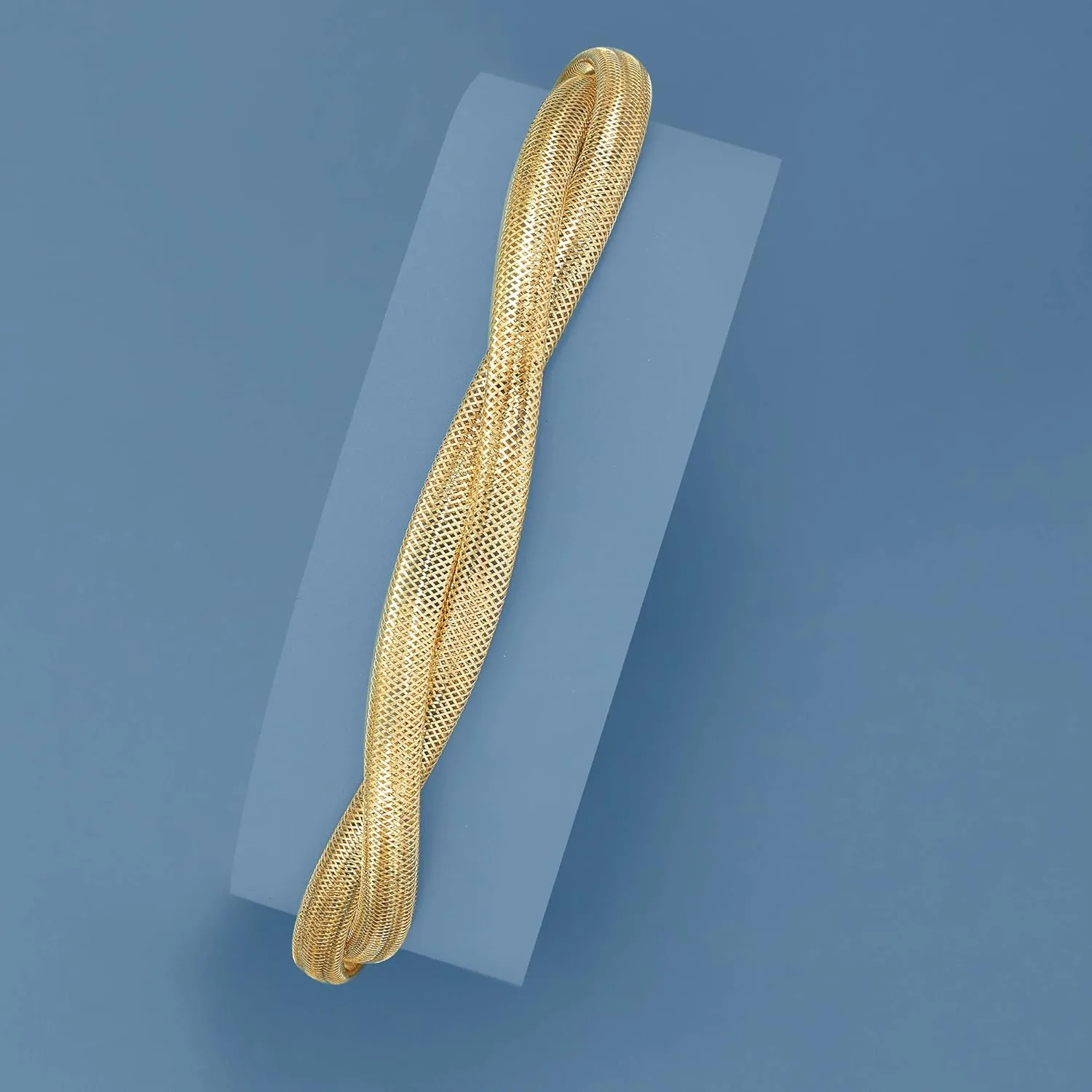 Ross-Simons Italian 14kt Yellow Gold Double-Mesh Bangle Bracelet