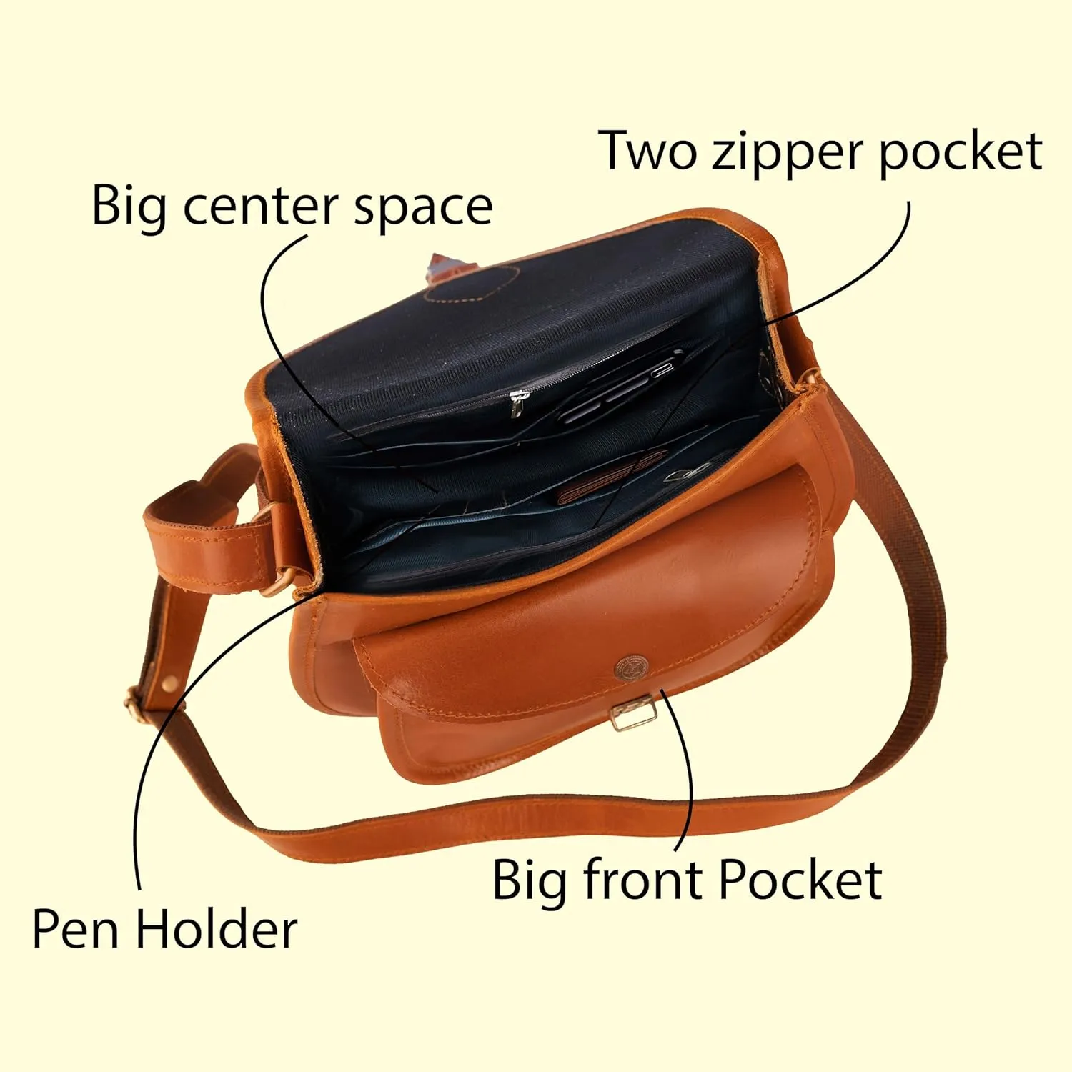 Satchel And Fable Handmade Vintage Crossbody Leather Bags for Women Shoulder Handbag