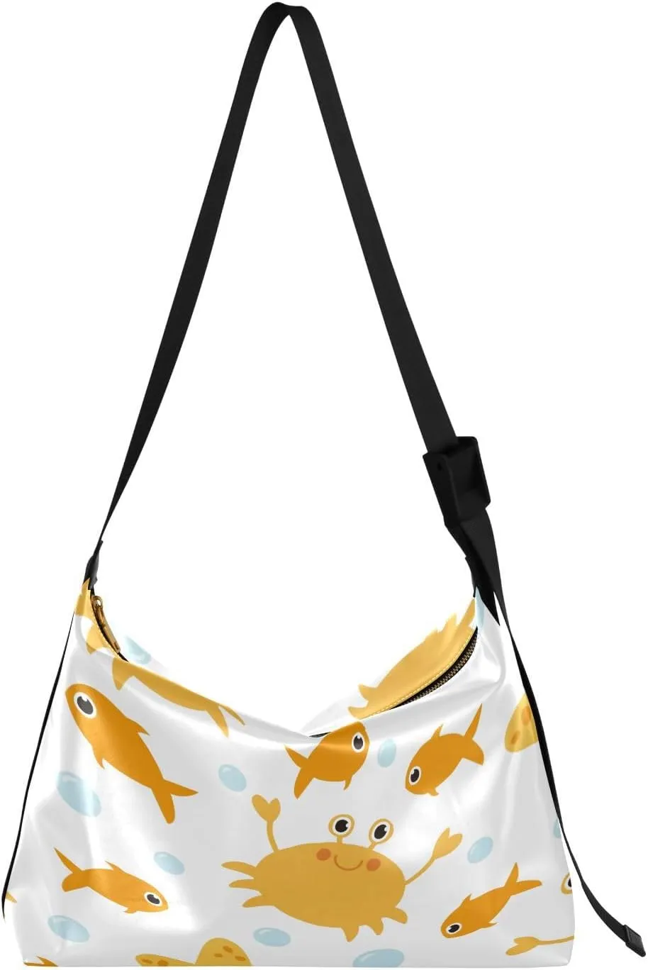 Sea Animals Crabs and Fish Hobo Crossbody Bags for Women Leather Large Shoulder Bag Cross Body Trendy Womens Tote Bags Handbag for Travel Shopping