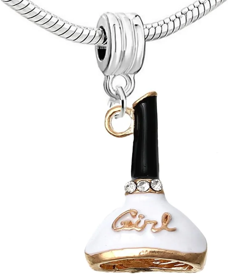 Sexy Sparkles Nail Polish Bottle Charm Bead ?C Compatible with European Snake Chain Bracelets, Fits European, Troll, Chamilia, and More
