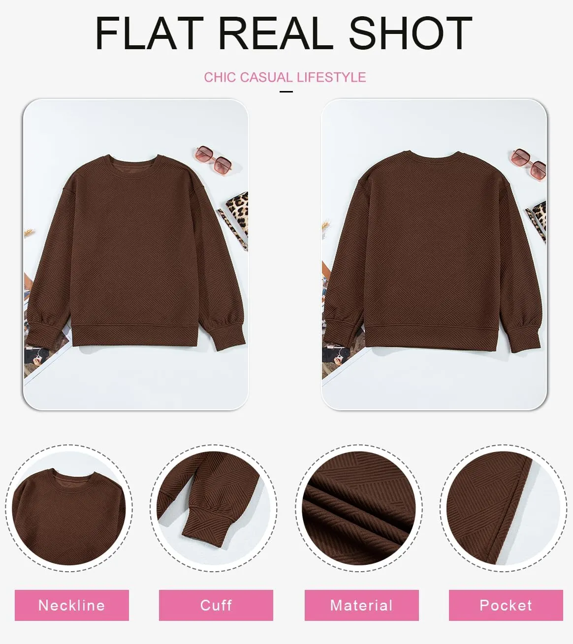 SHEWIN Womens Oversized Sweatshirt Fall Fashion 2024 Long Sleeve Tops Casual Crewneck Sweatshirts with Pockets