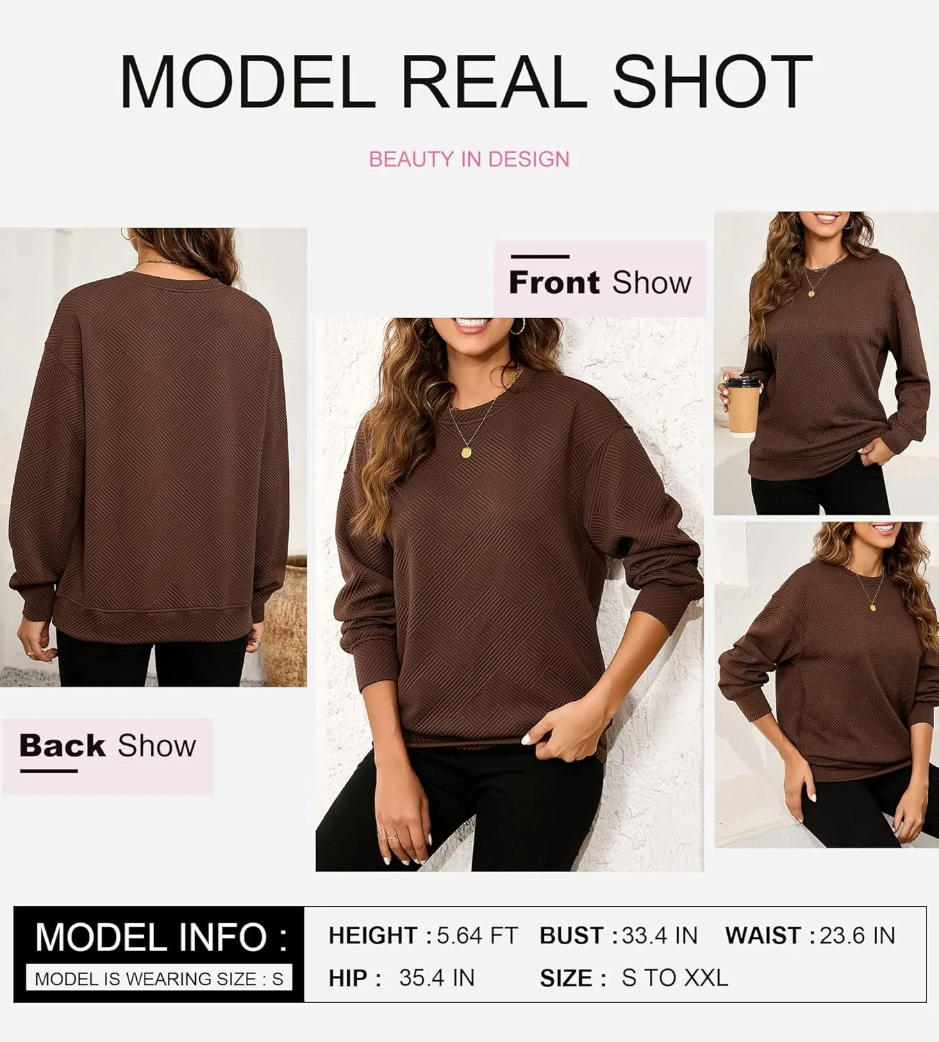 SHEWIN Womens Oversized Sweatshirt Fall Fashion 2024 Long Sleeve Tops Casual Crewneck Sweatshirts with Pockets