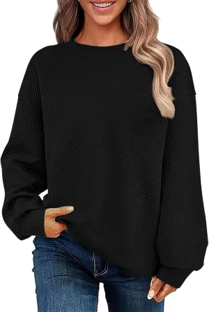 SHEWIN Womens Oversized Sweatshirt Fall Fashion 2024 Long Sleeve Tops Casual Crewneck Sweatshirts with Pockets