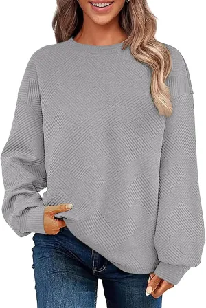 SHEWIN Womens Oversized Sweatshirt Fall Fashion 2024 Long Sleeve Tops Casual Crewneck Sweatshirts with Pockets