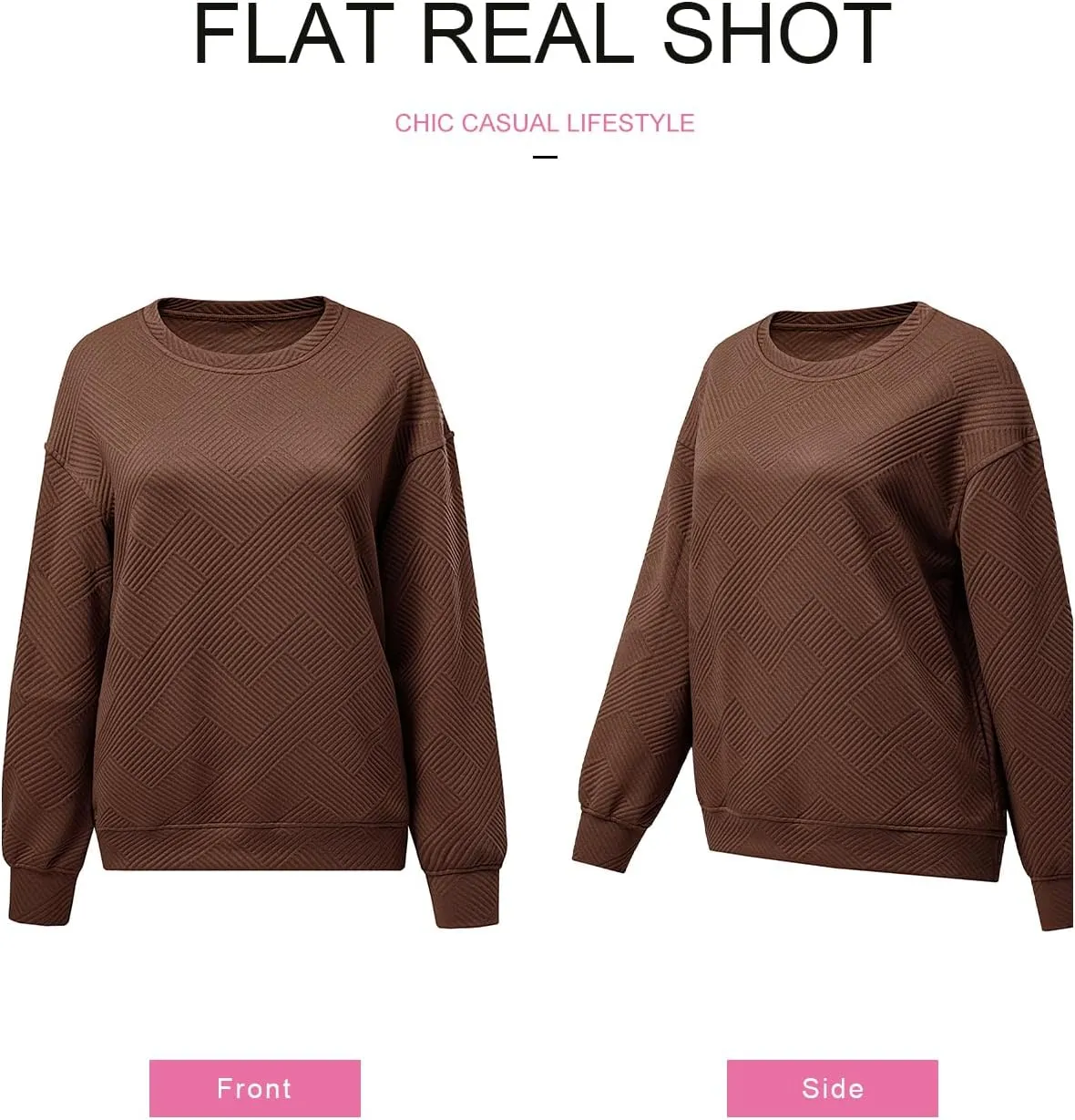 SHEWIN Womens Oversized Sweatshirt Fall Fashion 2024 Long Sleeve Tops Casual Crewneck Sweatshirts with Pockets