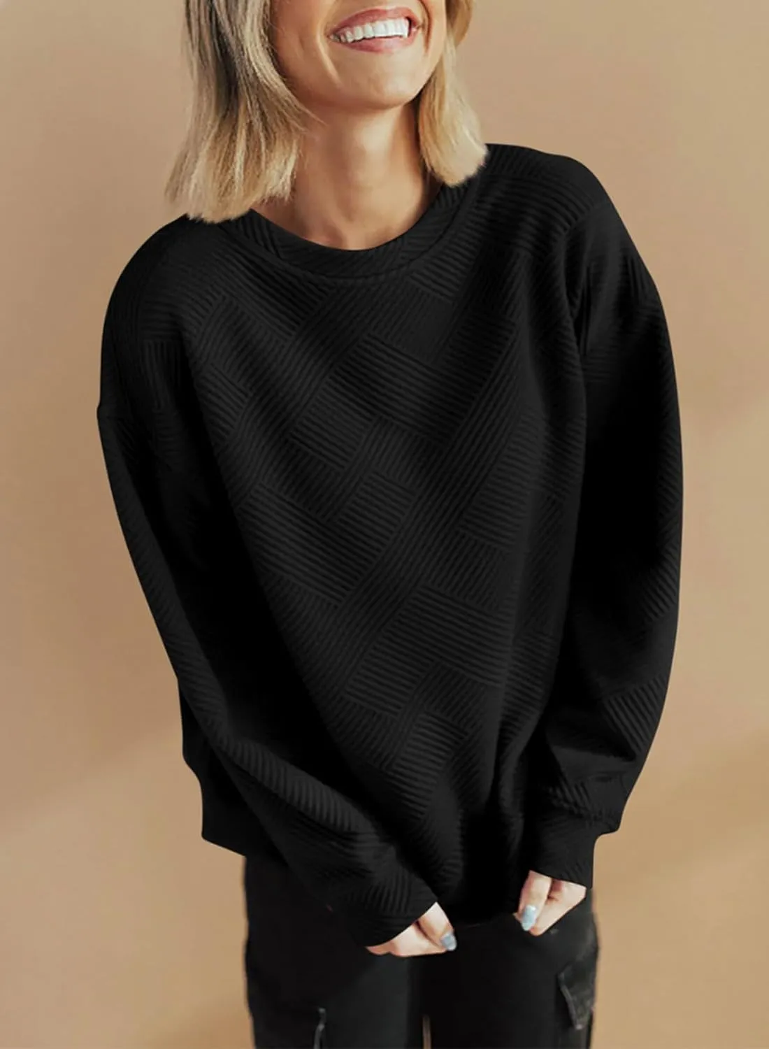 SHEWIN Womens Oversized Sweatshirt Fall Fashion 2024 Long Sleeve Tops Casual Crewneck Sweatshirts with Pockets