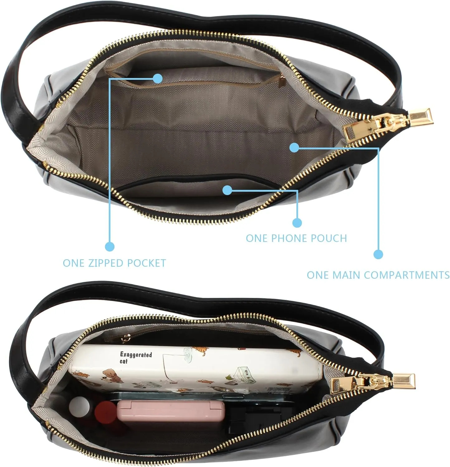 Shoulder Bags for Women,Mini Clutch Purse Cute Hobo Tote Handbag with Zipper Closure
