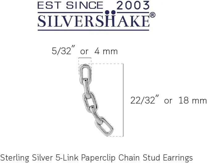 Silvershake White Gold Plated or Yellow Gold Plated 925 Sterling Silver Minimalist Vertical Rectangle Paperclip Chain Geometric Casual Stud Post Earrings Jewelry for Women or Teens