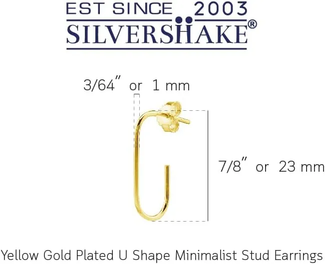 Silvershake White Gold Plated or Yellow Gold Plated 925 Sterling Silver U Shape Round Wire Stud Earrings Minimalist Jewelry for Women