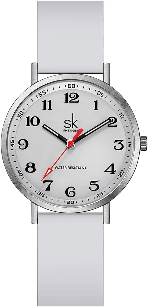 SK Ultra Thin Fashion Sport Sweatproof Women Watch Ladies Watch with Easy Read Dial and Colorful Silicone Band (Grey)