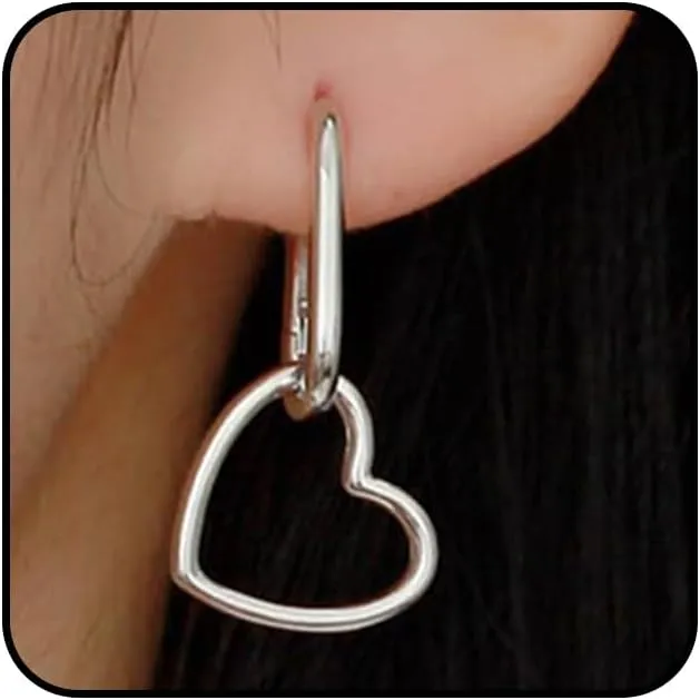 Small Gold Plated Heart Hoop Earrings for Women Simple U Chain Love Hoop Huggie Earrings Lightweight Heart Link Drop Earring Jewelry Accessories