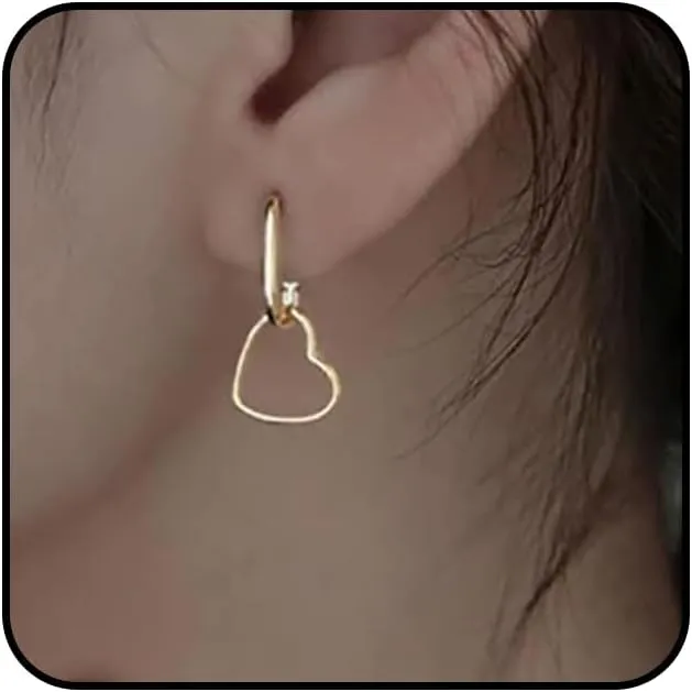 Small Gold Plated Heart Hoop Earrings for Women Simple U Chain Love Hoop Huggie Earrings Lightweight Heart Link Drop Earring Jewelry Accessories