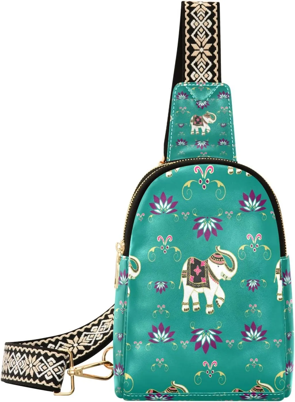 Small Sling Bag Waist Packs Leather Crossbody Packs Chest Bag Elephant for Women Travel Belt Purse