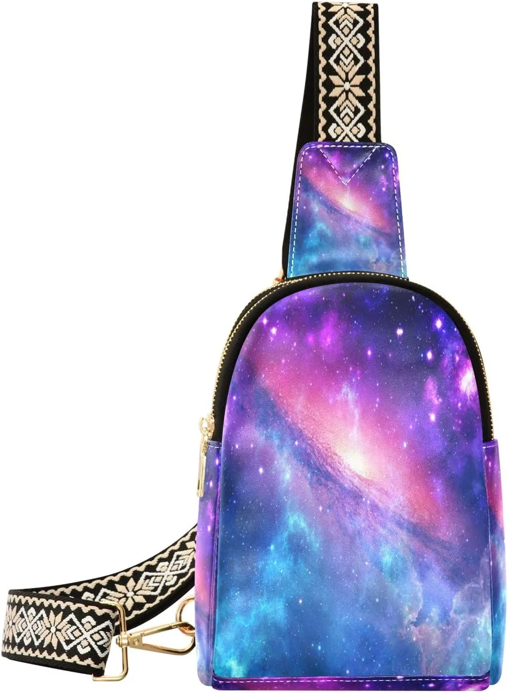 Small Sling Bag Waist Packs Leather Crossbody Packs Chest Bag Starry Sky for Women Travel Belt Purse