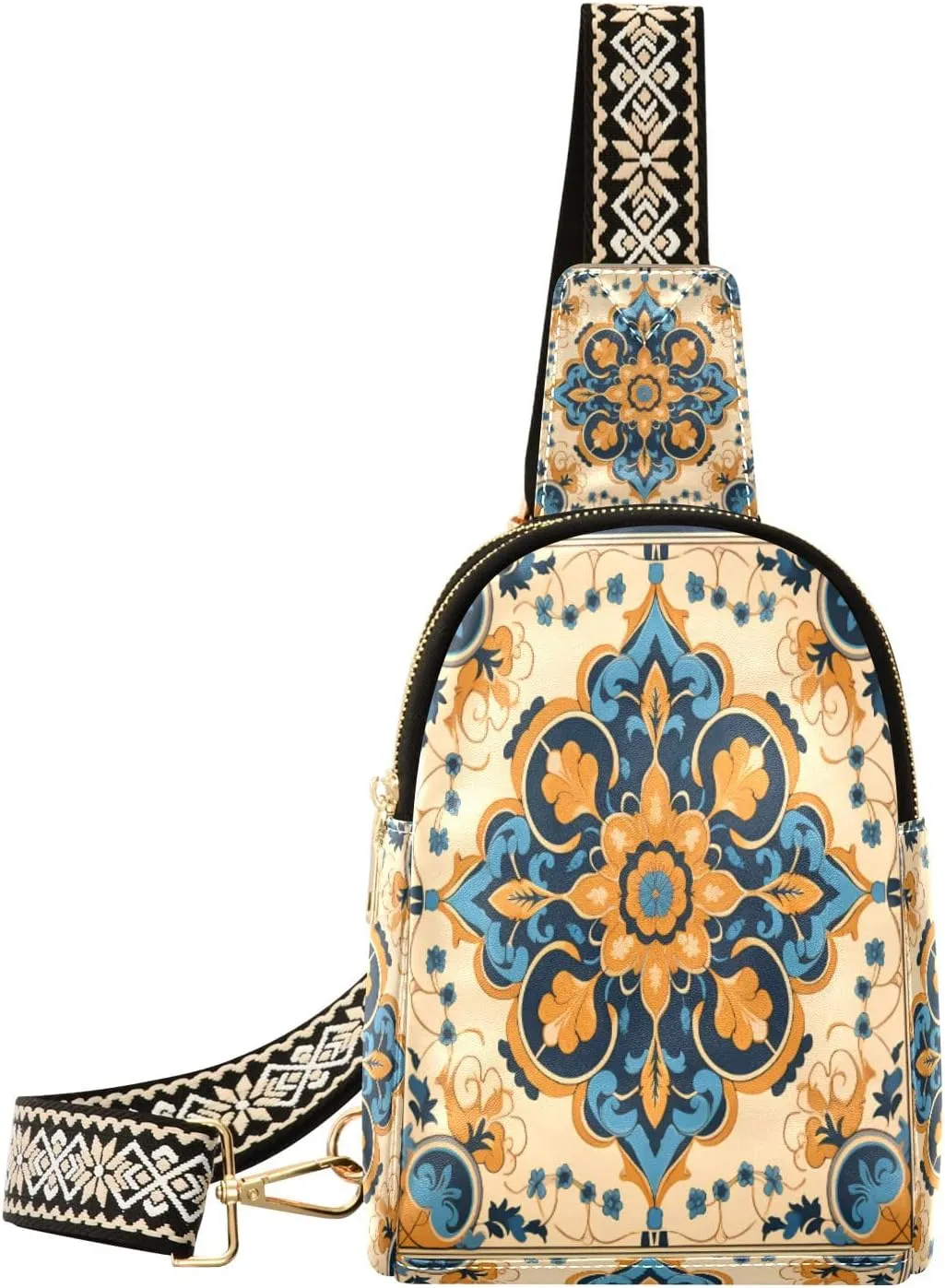 Small Sling Bag Waist Packs Leather Crossbody Packs Chest Bag Yellow Blue Bohemia for Women Travel Belt Purse