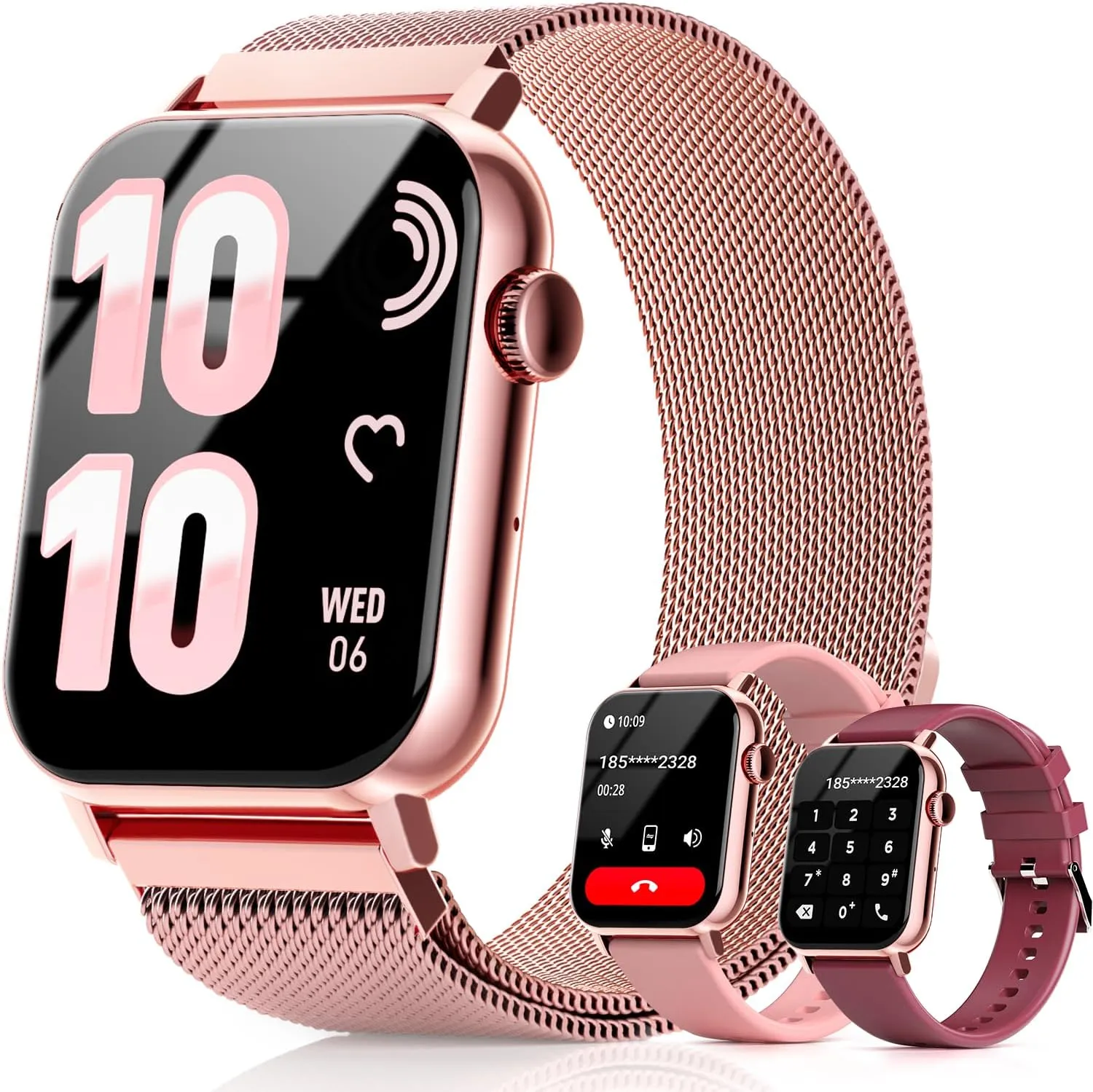 Smart Watches for Women, 1.83" HD Fitness Tracker (Answer/Make Calls), 120  Sport Modes with Heart Rate/Sleep Monitor, IP68 Waterproof, Fitness Watch for iOS Android, Rose Gold