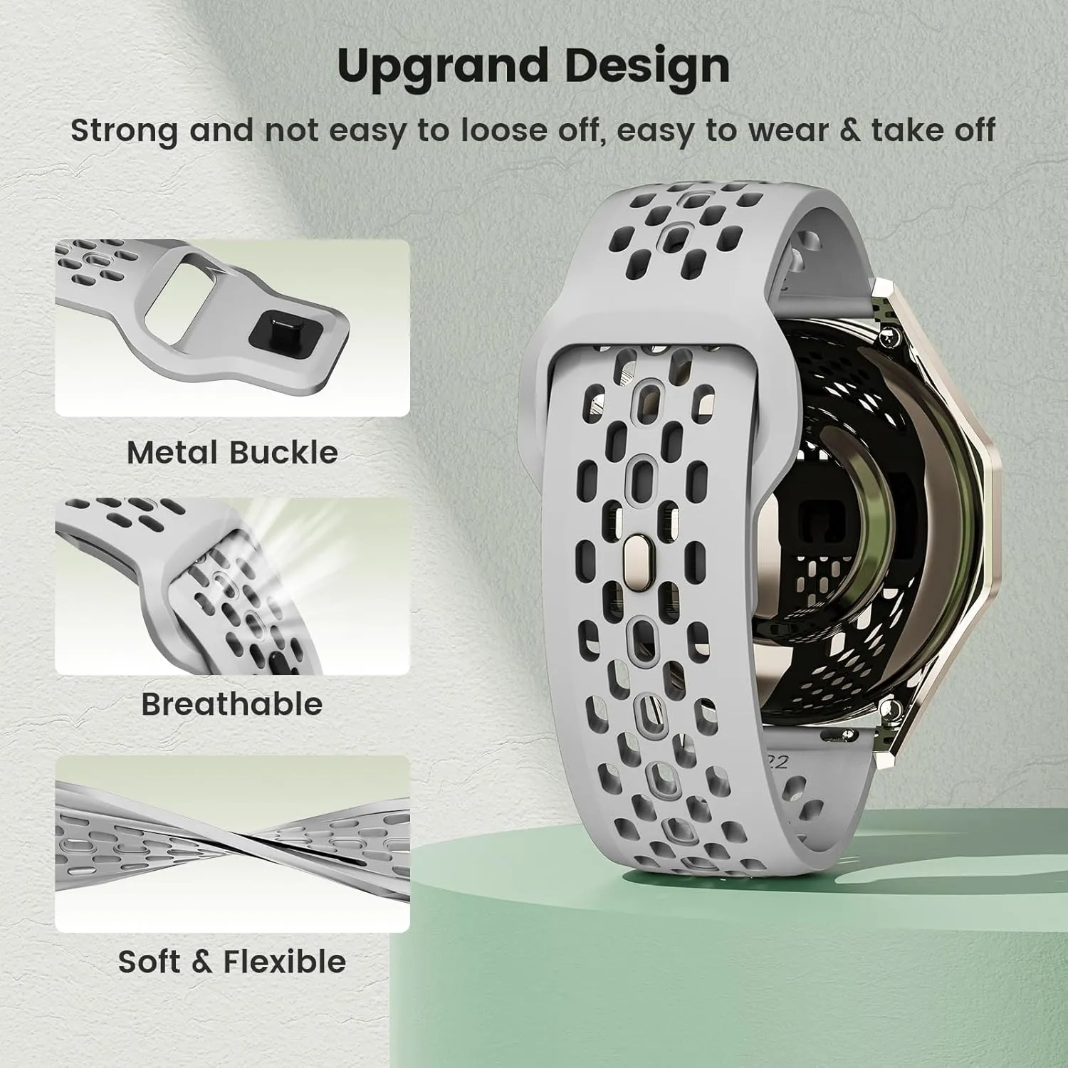 Soft Silicone Watch Bands 22mm 20mm 19mm 18mm Breathable Sweatproof Sport Watch Straps with Quick Release for Women & Men (2 Packs)