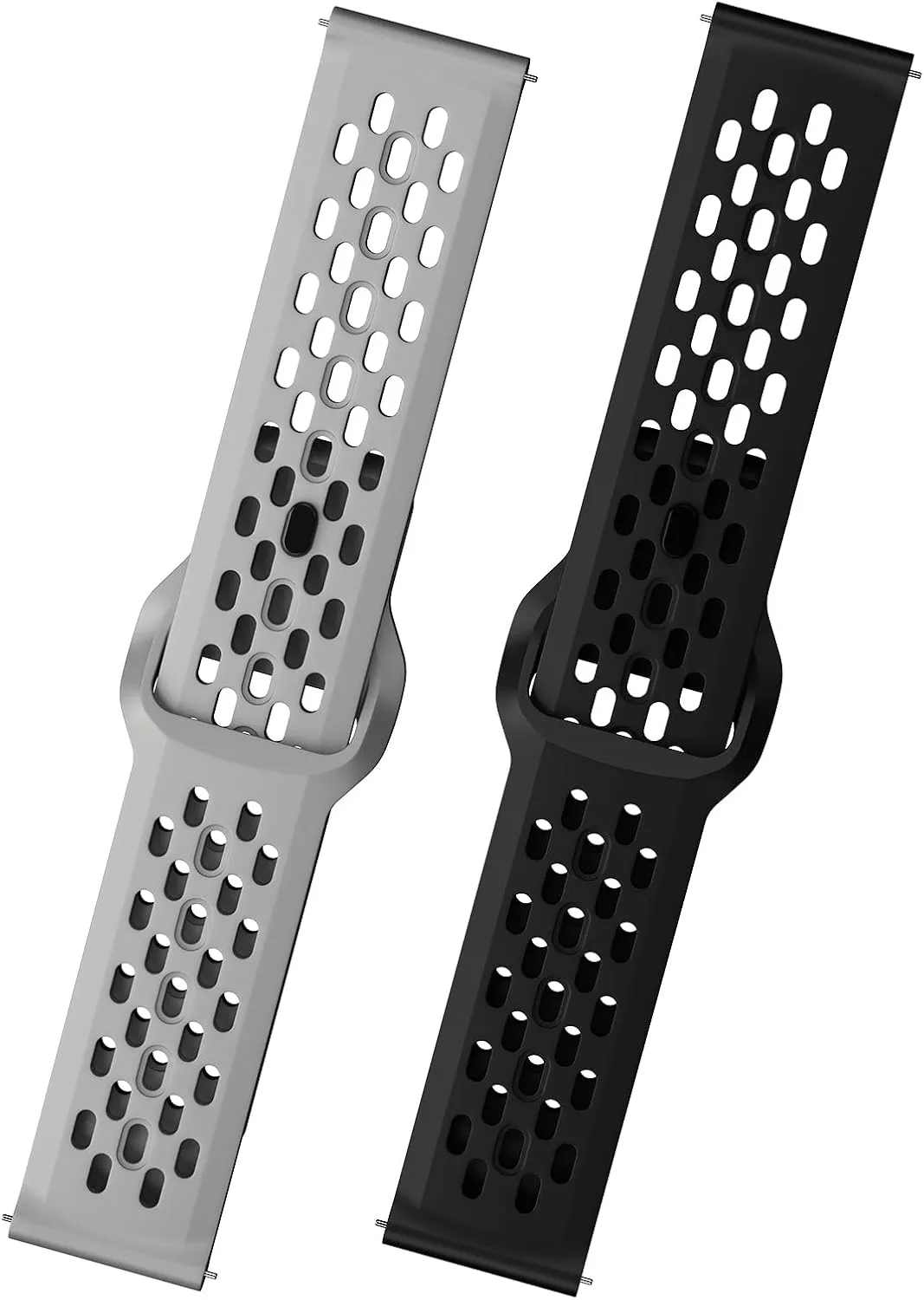 Soft Silicone Watch Bands 22mm 20mm 19mm 18mm Breathable Sweatproof Sport Watch Straps with Quick Release for Women & Men (2 Packs)