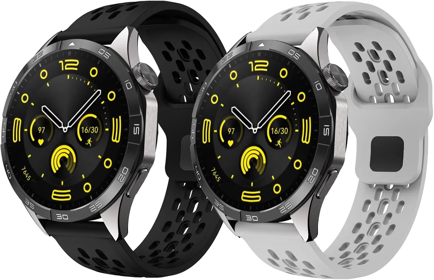 Soft Silicone Watch Bands 22mm 20mm 19mm 18mm Breathable Sweatproof Sport Watch Straps with Quick Release for Women & Men (2 Packs)