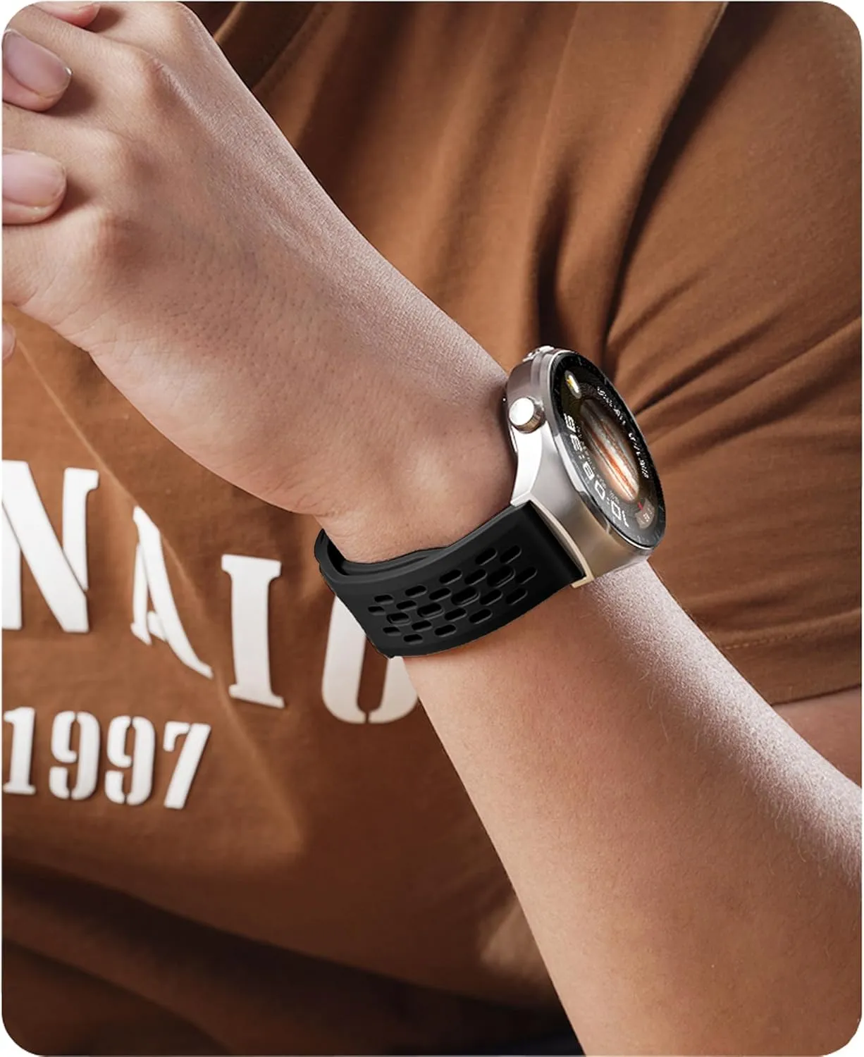 Soft Silicone Watch Bands 22mm 20mm 19mm 18mm Breathable Sweatproof Sport Watch Straps with Quick Release for Women & Men (2 Packs)