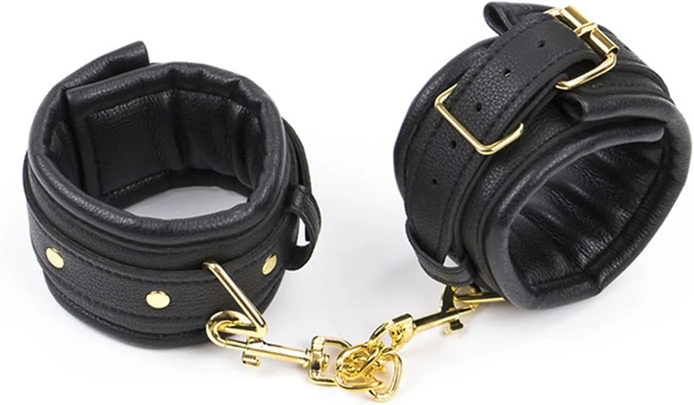 Soft Spong Padded Leather Bangles, Adjustable Ankle Bracelet with Chain Hook, Pin Buckle Bracelets Kits ?C Your Ultimate Cosplay Cuffs & Fashion Accessory