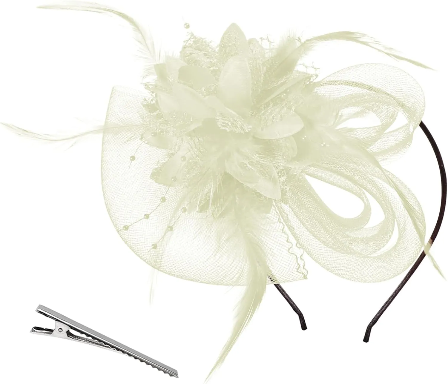 Song Qing Women's Fascinators Tea Party Hat Church Cocktail Derby Hat Wedding Feathers Mesh Headpiece