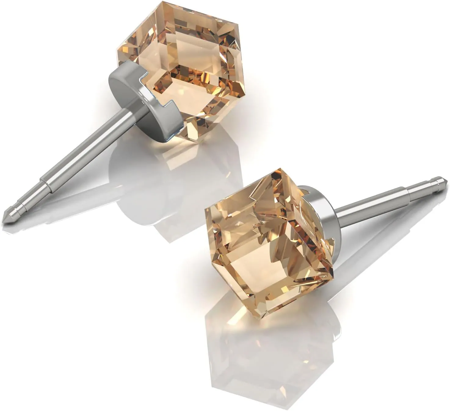 Stainless Steel Hypoallergenic Stud Earrings with Cubic Zirconia Crystals Jewelry for Women