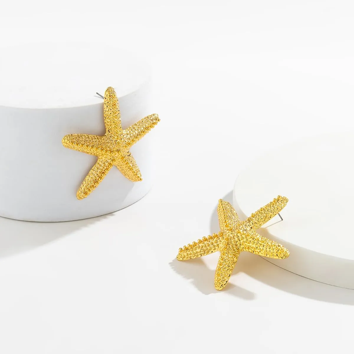 Starfish Earrings Gold Plated Large Chunky Beachy Ocean Conch Seashell Retro Stud Statement Earrings for Women Round/Flower/Teardrop/Love/Maple Leaf/Huggie Hoops Lightweight Drop Dangle Earrings
