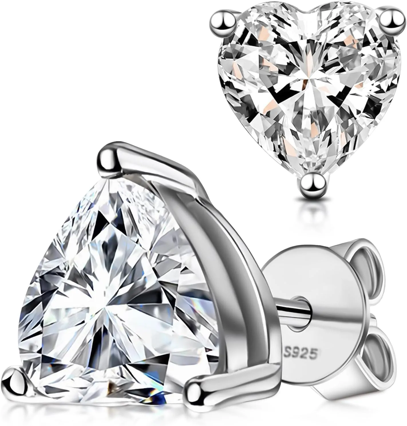 Sterling Silver Zirconia Earrings Stud Earrings-Round Cut D Color VVS1 Clarity Lab Created Diamond Earrings Studs White Gold Plated 925 Sterling Silver Jewelry for Women Men