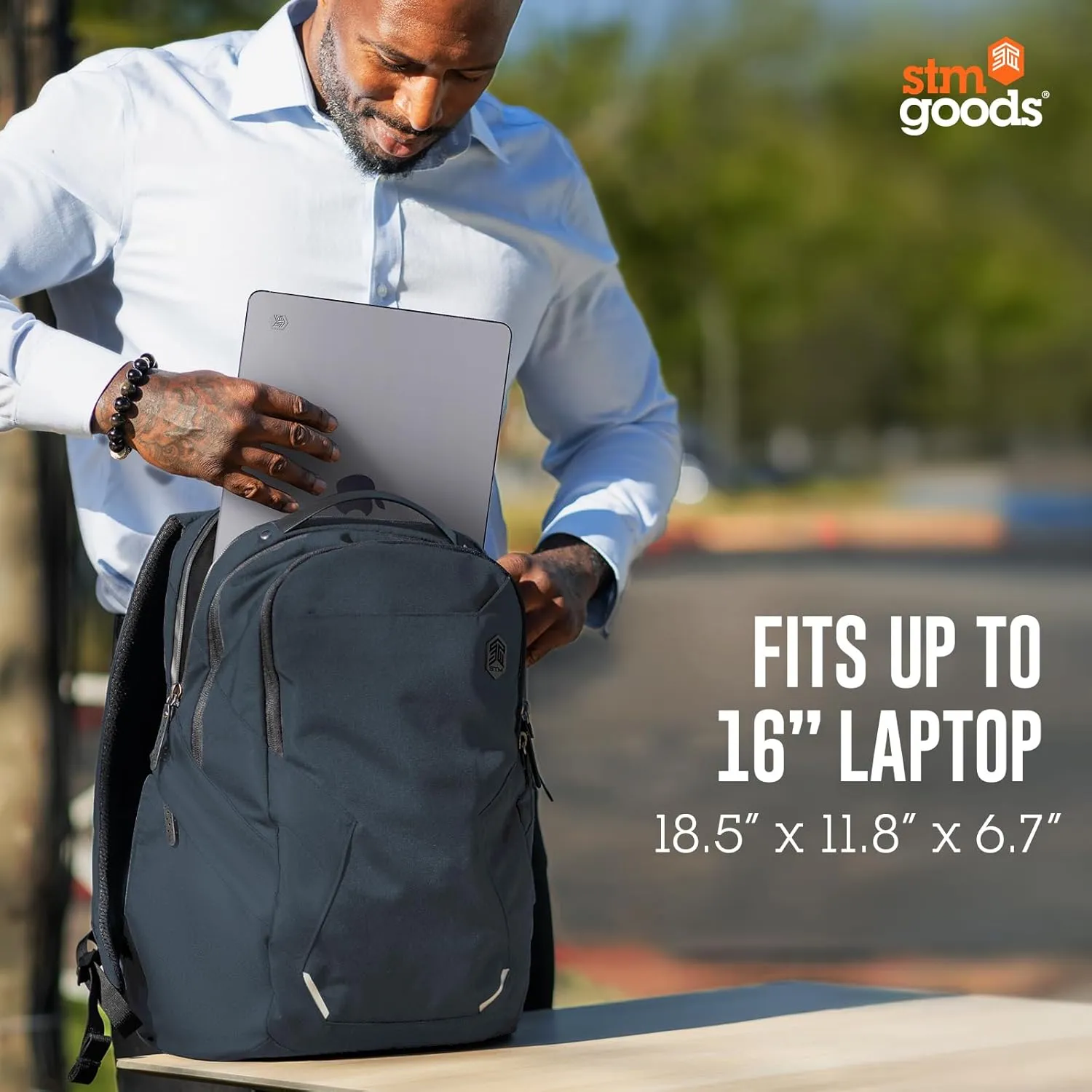 STM Myth 28L Backpack - Durable, Stylish, and Practical Laptop Backpack with Multiple Pockets - Fits 15" Laptop and 16" MacBook Pro with Maximum Laptop Protection - Magnet Black