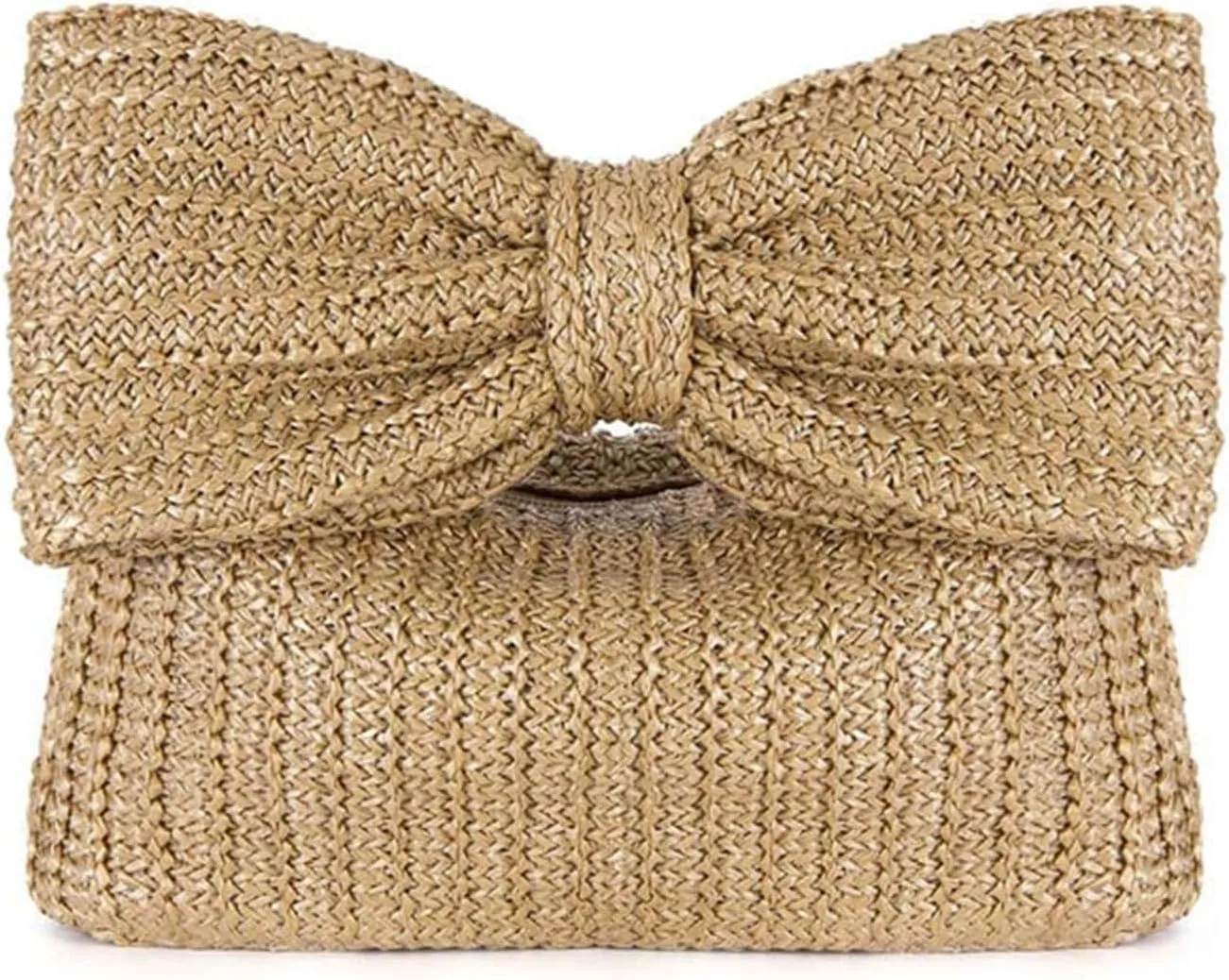 Straw Clutch Bag, Women Bow Purse, Summer Beach Woven Handbag, for Party Wedding Vocation 2024