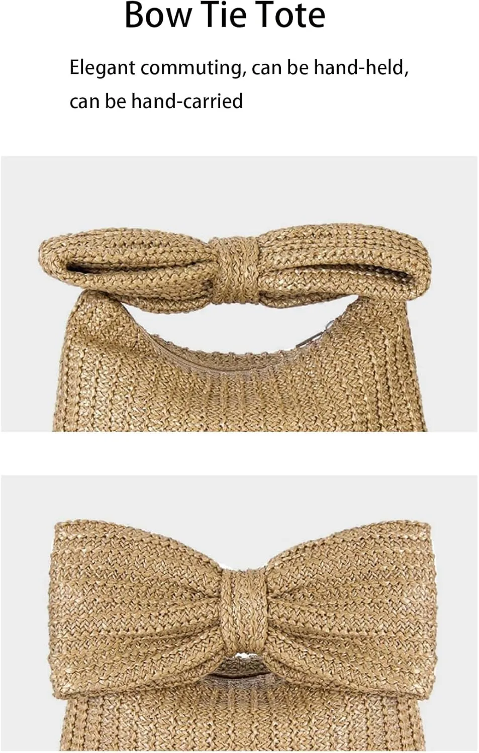 Straw Clutch Bag, Women Bow Purse, Summer Beach Woven Handbag, for Party Wedding Vocation 2024