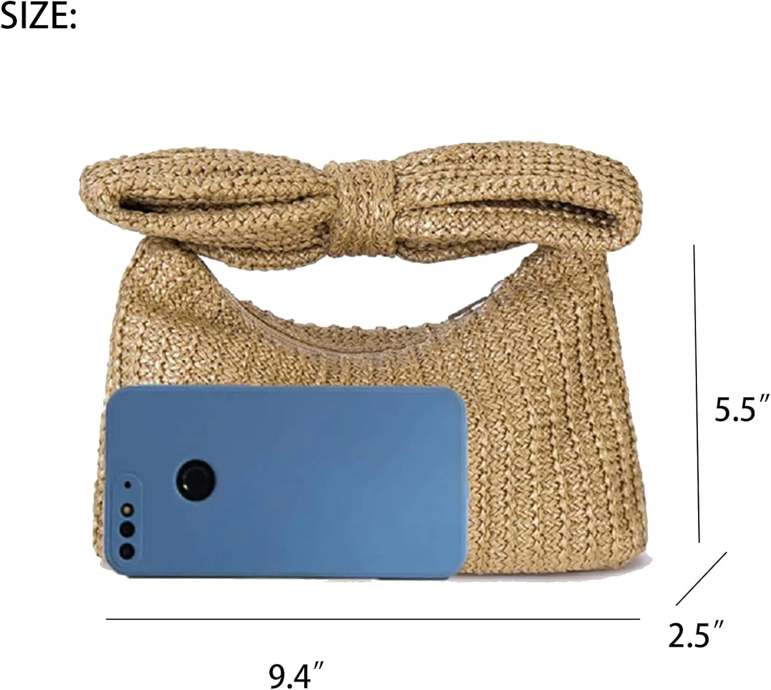 Straw Clutch Bag, Women Bow Purse, Summer Beach Woven Handbag, for Party Wedding Vocation 2024