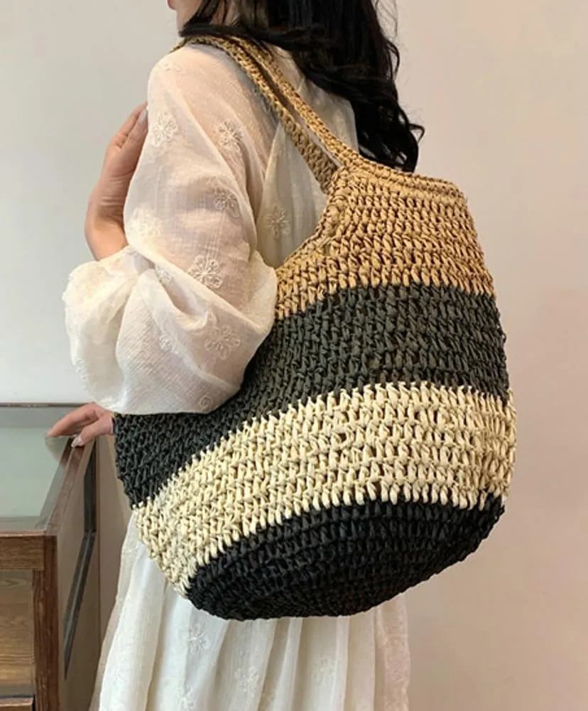 Straw Handbag for Women Handwoven Straw Hobo Bags Fashion Casual Shoulder Bag Tote Bag Large
