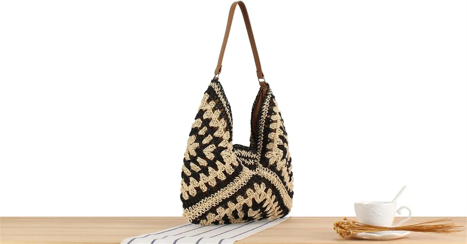 Straw Tote Bags For Women, Vintage Hobo Bag, Designer Large Beach Bag Shoulder Everything Handbag Holiday Summer